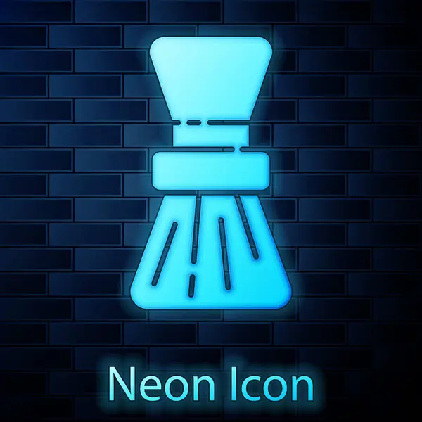 Leuchtende Neon Rasierpinsel Symbol Isoliert Auf Backsteinwand Hintergrund Barbershop Symbol — Stockvektor