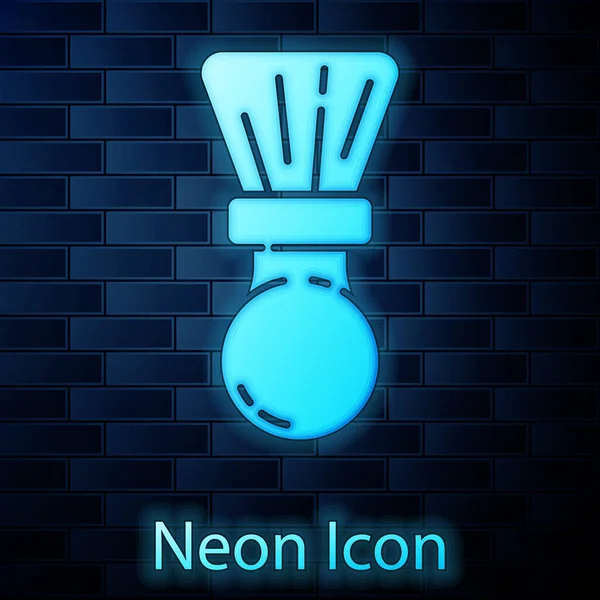 Leuchtende Neon Rasierpinsel Symbol Isoliert Auf Backsteinwand Hintergrund Barbershop Symbol — Stockvektor