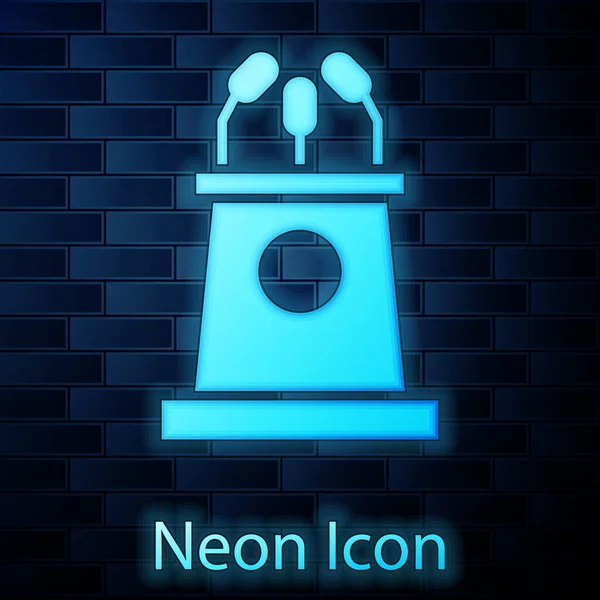 Glödande Neon Stage Stå Eller Debattera Podium Rostrum Ikon Isolerad — Stock vektor