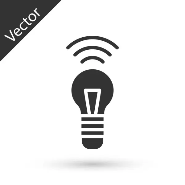 Серый Smart Лампочки Системы Значок Изолирован Белом Фоне Символ Энергии — стоковый вектор