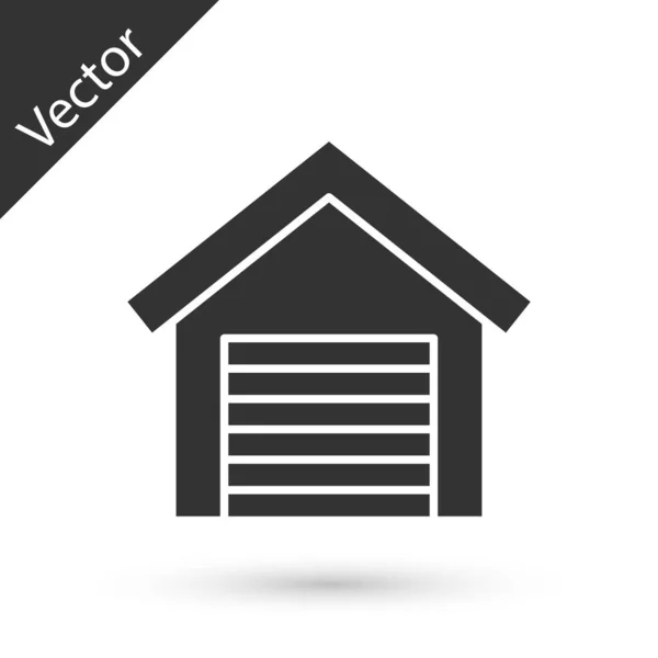 Grey Garage Icon Isolated White Background Vector — Stock Vector