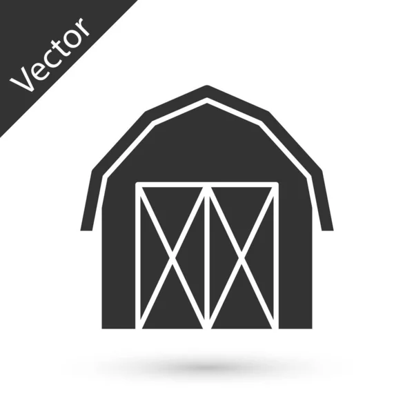 Gris Icono Casa Campo Aislado Sobre Fondo Blanco Vector — Vector de stock