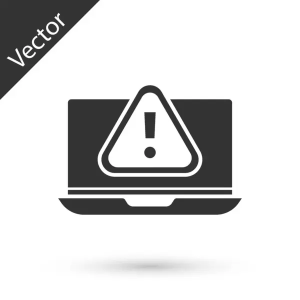 Šedý Notebook Vykřičníkem Ikona Izolované Bílém Pozadí Upozornění Smartphone Vektor — Stockový vektor