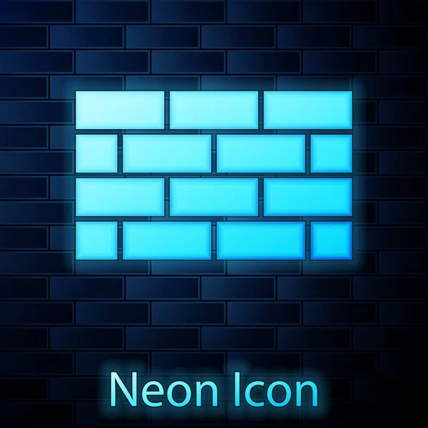 Zářící Neonová Brána Firewall Ikona Bezpečnostní Stěny Izolovaná Pozadí Cihlové — Stockový vektor