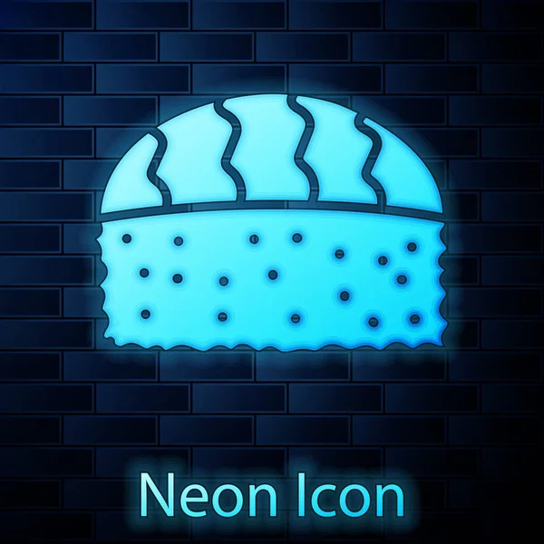 Lumineux Néon Icône Sushi Isolé Sur Fond Mur Briques Cuisine — Image vectorielle