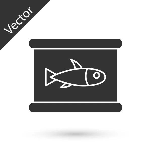 Icono Pescado Enlatado Gris Aislado Sobre Fondo Blanco Vector — Vector de stock