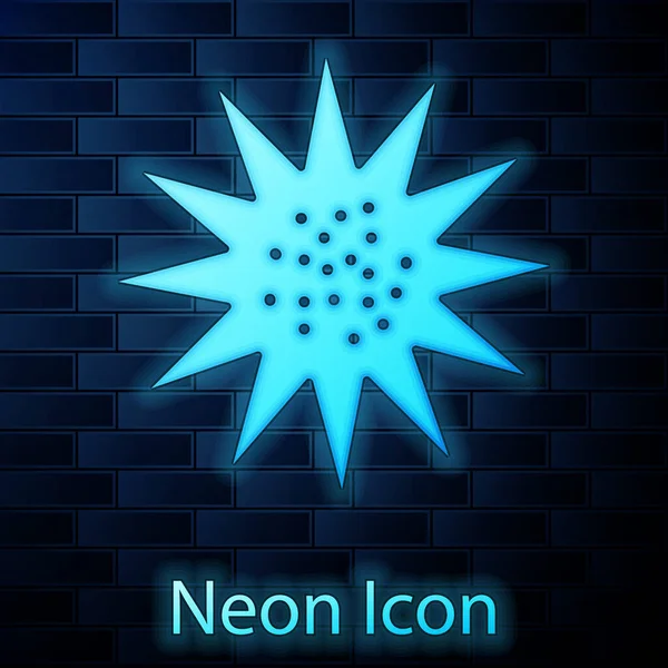 Glödande Neon Havet Sjöborre Ikon Isolerad Tegel Vägg Bakgrund Vektor — Stock vektor