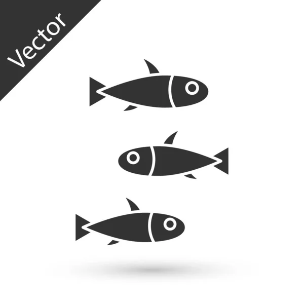Icono Grey Fishes Aislado Sobre Fondo Blanco Vector — Vector de stock
