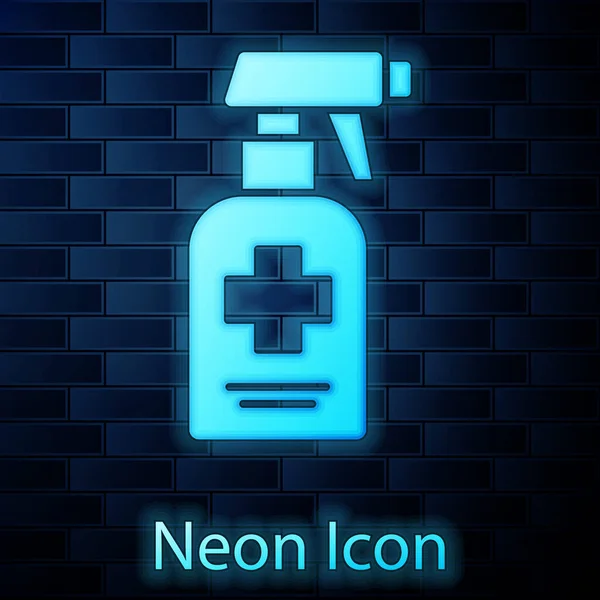Flacon Lumineux Néon Savon Liquide Antibactérien Avec Icône Distributeur Isolé — Image vectorielle