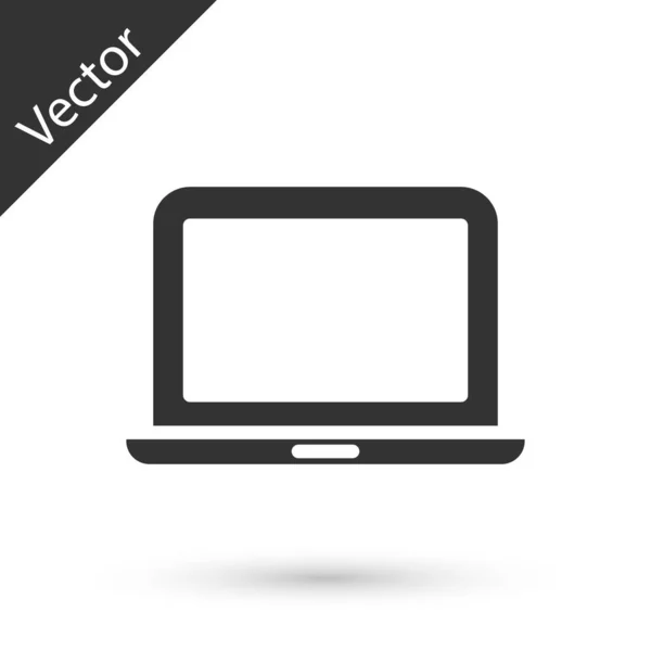 Ícone Laptop Cinza Isolado Fundo Branco Notebook Computador Com Sinal — Vetor de Stock