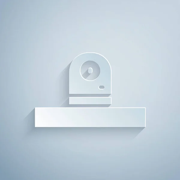 Papiergeschnittenes Symbol Der Überwachungskamera Isoliert Auf Grauem Hintergrund Papierkunst Vektor — Stockvektor