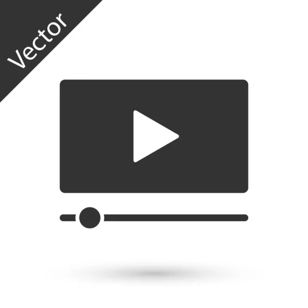 Gris Online Reproducir Icono Vídeo Aislado Sobre Fondo Blanco Película — Vector de stock