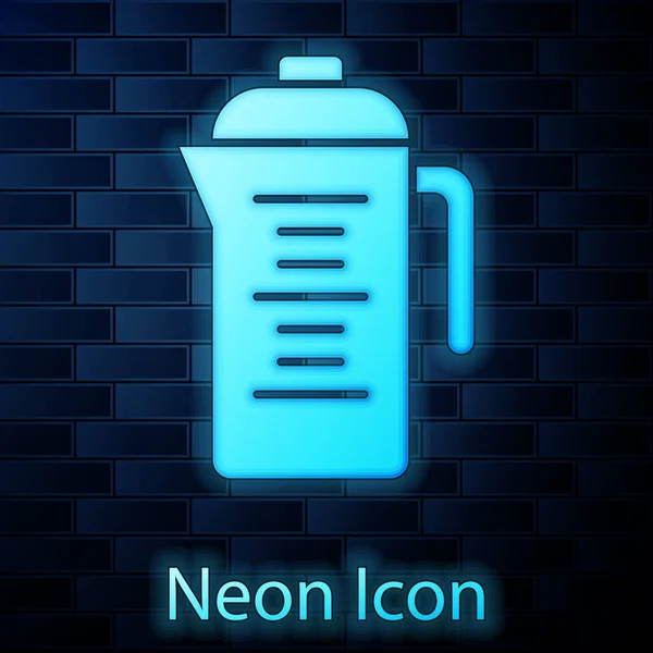 Leuchtende Neon Teekanne Symbol Isoliert Auf Backsteinwand Hintergrund Vektor — Stockvektor