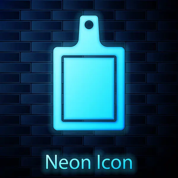 Leuchtende Neon Schneidebrett Symbol Isoliert Auf Backsteinwand Hintergrund Hackbrett Symbol — Stockvektor
