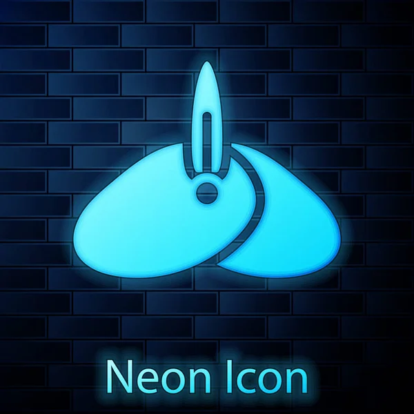 Glödande Neon Indiska Huvudbonad Turban Med Fjäder Ikon Isolerad Tegel — Stock vektor
