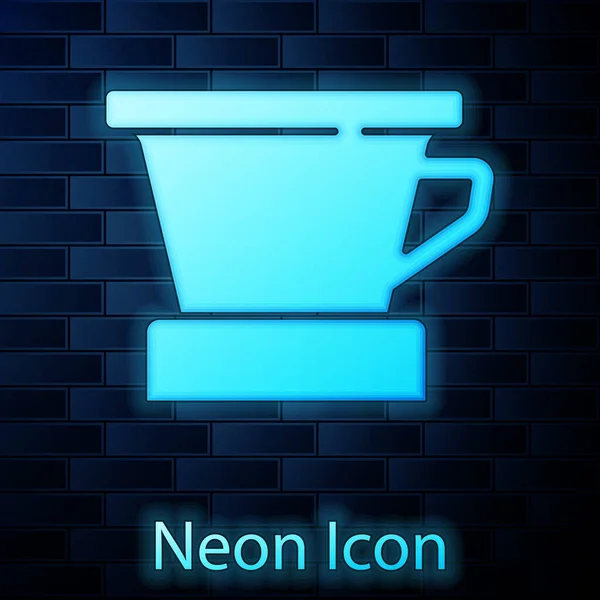 Świecący Neon V60 Ikona Ekspres Kawy Izolowane Tle Cegły Ściany — Wektor stockowy