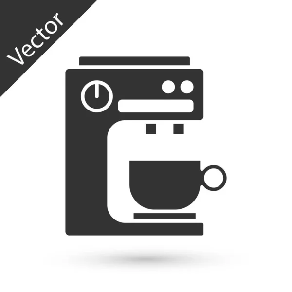 Gri Kahve Makinesi Simgesi Beyaz Arkaplanda Izole Edilmiş Vektör — Stok Vektör