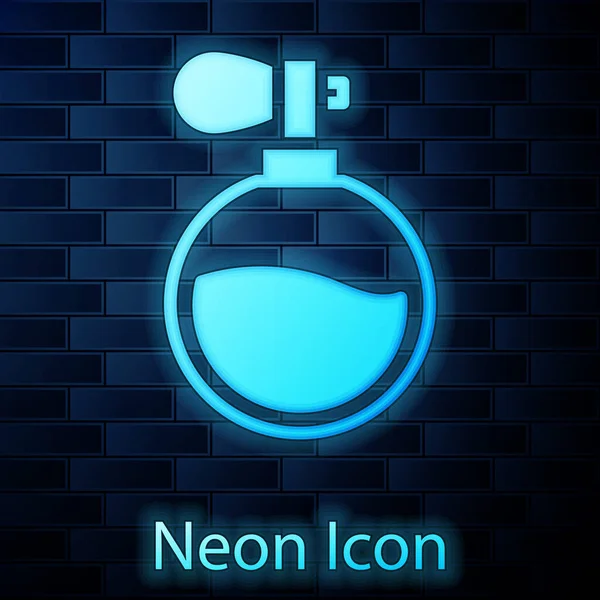 Leuchtende Neon Parfüm Symbol Isoliert Auf Backsteinwand Hintergrund Vektor — Stockvektor