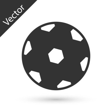 Gri Futbol ikonu beyaz arka planda izole edildi. Futbol topu. Spor malzemeleri. Vektör.