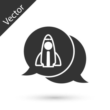 Gri İş Başlangıcı proje konsepti simgesi beyaz arkaplanda izole edildi. Yeni iş, girişimcilik, yenilik ve teknolojinin sembolü. Vektör.