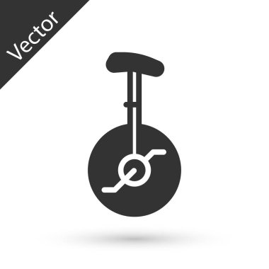 Gri Tek tekerlekli bisiklet ya da beyaz arka planda izole edilmiş bir bisiklet ikonu. Tekerlekli bisiklet. Vektör.