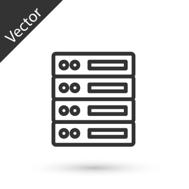Gri çizgi sunucusu, Data, Web sunucu simgesi beyaz arkaplanda izole edildi. Vektör.