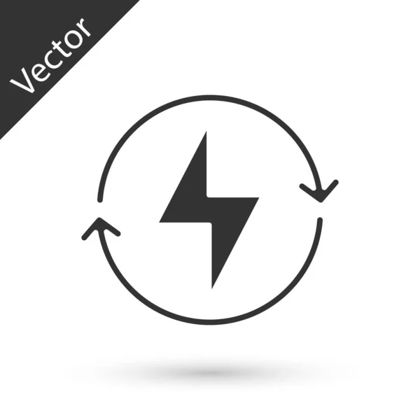 Icône Lightning Bolt Gris Isolé Sur Fond Blanc Signe Lumineux — Image vectorielle