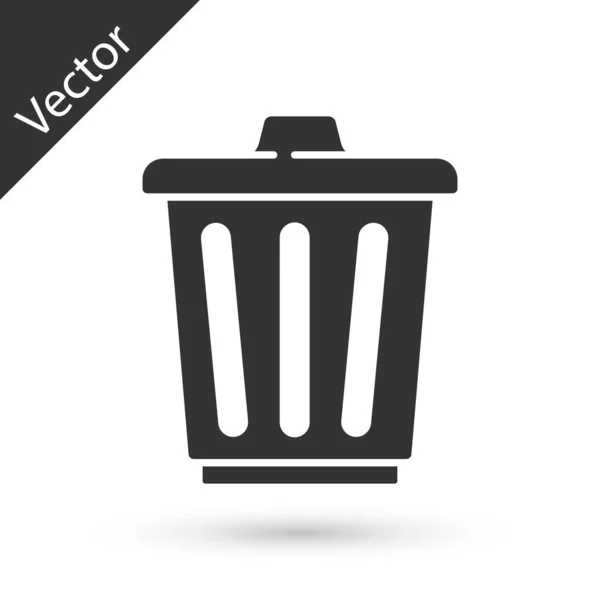 Grey Trash Can Icon Isolated White Background Garbage Bin Sign — Stock Vector