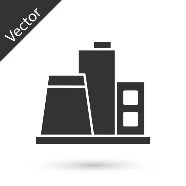 Иконка Grey Factory Выделена Белом Фоне Промышленное Здание Вектор — стоковый вектор