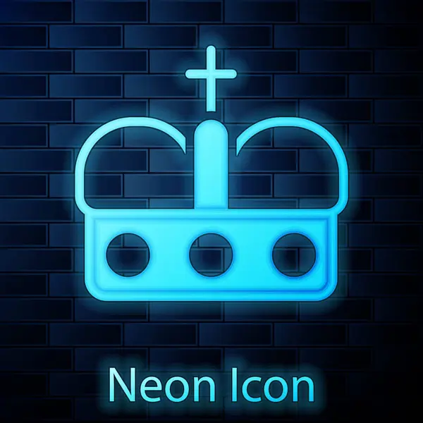 Glowing Neon Crown Spain Icon Isolated Brick Wall Background Vector — Stock Vector