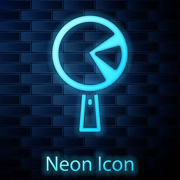 Glödande Neon Omelett Stekpanna Ikon Isolerad Tegelvägg Bakgrund Omelett Skillet — Stock vektor
