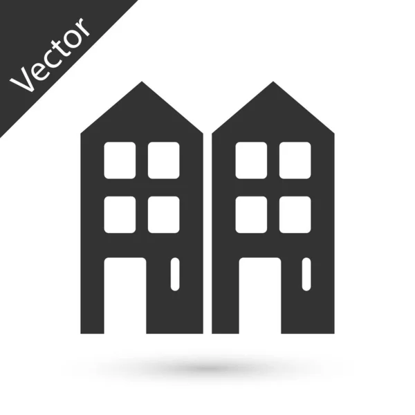Icono Grey House Aislado Sobre Fondo Blanco Símbolo Casero Vector — Vector de stock