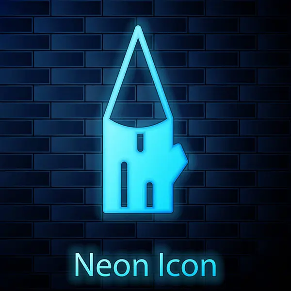 Glödande Neon Trä Log Ikon Isolerad Tegel Vägg Bakgrund Vektor — Stock vektor