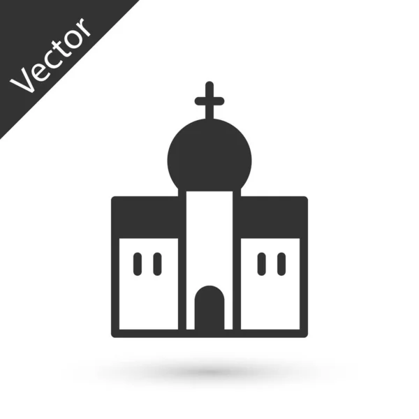 Icône Bâtiment Église Grise Isolée Sur Fond Blanc Église Chrétienne — Image vectorielle