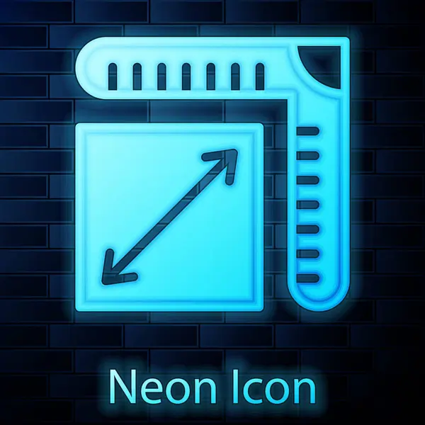 Leuchtendes Icon Neonpapiergröße Isoliert Auf Backsteinwand Hintergrund Vektor — Stockvektor