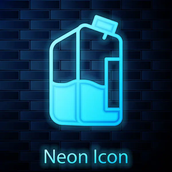 Leuchtende Neon Printer Flasche Symbol Isoliert Auf Backsteinwand Hintergrund Vektor — Stockvektor