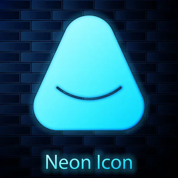 Glowing Neon Pouf Icon Isolated Brick Wall Background Soft Chair — Stockvektor