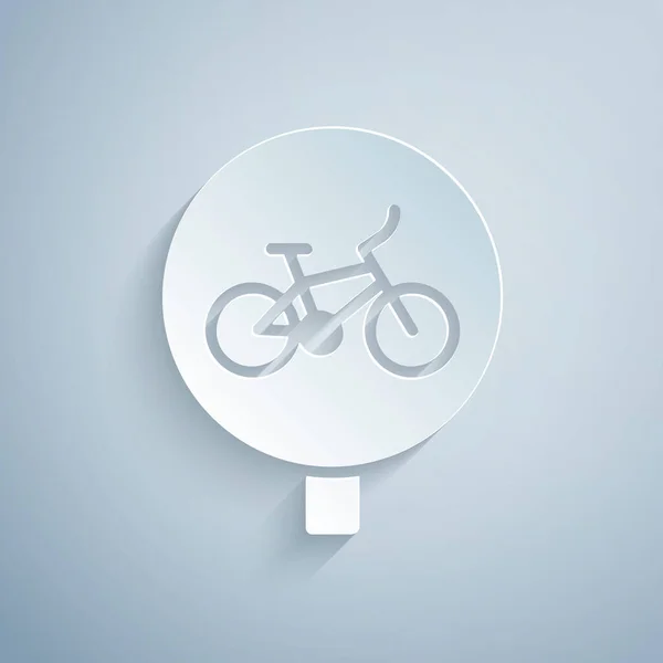 Paper Cut Bicycle Icon Isolated Grey Background Bike Race Extreme — Stock Vector