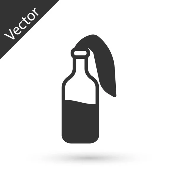 Icône Molotov Cocktail Gris Isolé Sur Fond Blanc Vecteur — Image vectorielle