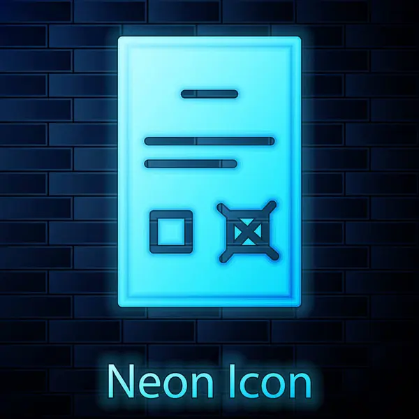 Leuchtende Neon Poll Dokument Symbol Isoliert Auf Backsteinwand Hintergrund Vektor — Stockvektor