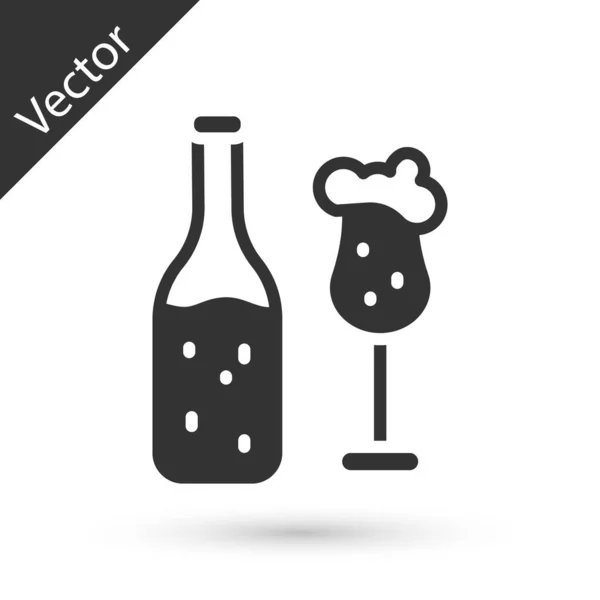 Bouteille Bière Grise Icône Verre Isolée Sur Fond Blanc Boisson — Image vectorielle