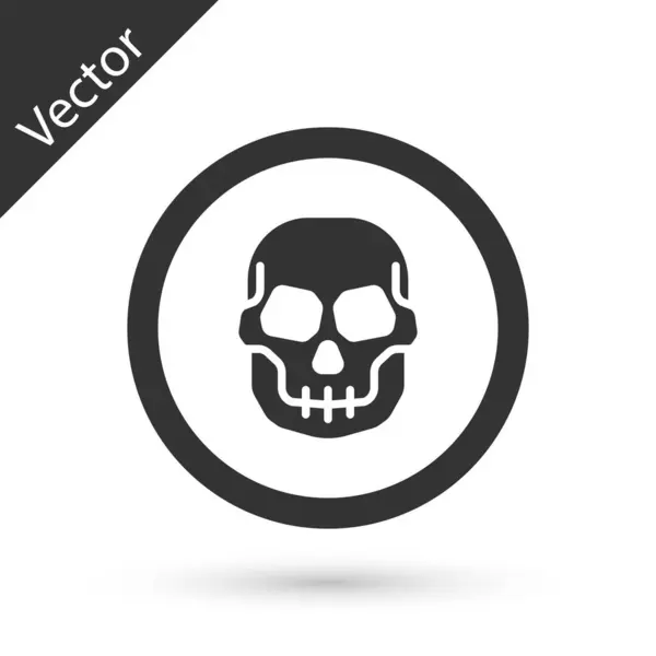 Grey Mexican Skull Coin Icon Isolated White Background Vector — Stock Vector