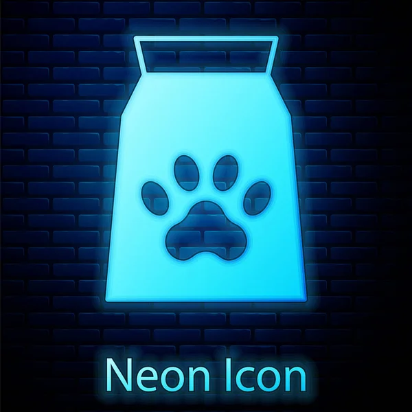 Saco Neon Brilhante Comida Para Ícone Animal Estimação Isolado Fundo —  Vetores de Stock