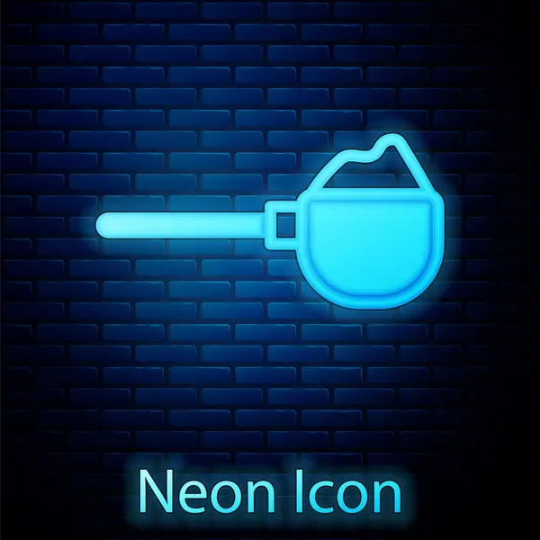 Светящийся Неоновый Измерительный Стаканчик Иконкой Муки Изолированной Фоне Кирпичной Стены — стоковый вектор