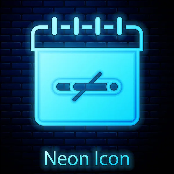 Zářící Neon Žádné Kouření Dnů Ikona Izolované Cihlové Zdi Pozadí — Stockový vektor