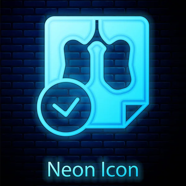Parlayan Neon Neon Akciğerler Ray Teşhis Ikonu Tuğla Duvar Arka — Stok Vektör
