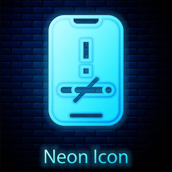 Glowing Neon Smoking Icon Isolated Brick Wall Background Cigarette Smoking — Vetor de Stock