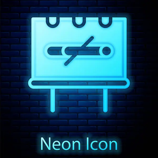 Glowing Neon Smoking Icon Isolated Brick Wall Background Cigarette Smoking — Stock vektor