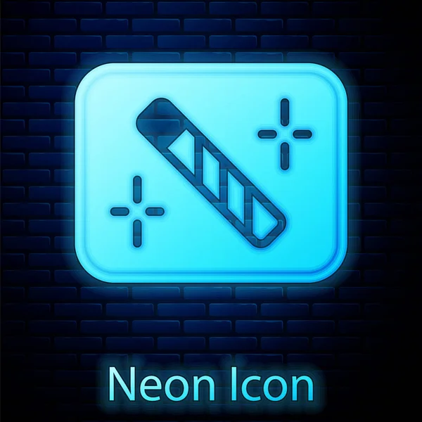 Glödande Neon Foto Retuschering Ikon Isolerad Tegel Vägg Bakgrund Fotograf — Stock vektor