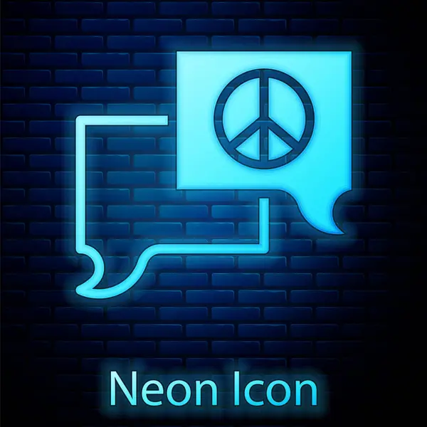 Leuchtende Neon Sprechblase Chat Symbol Isoliert Auf Backsteinwand Hintergrund Nachrichtensymbol — Stockvektor